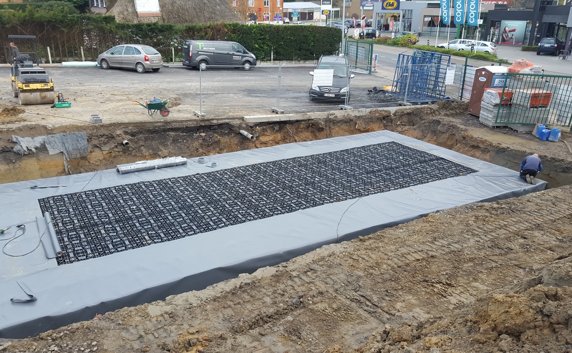 Rioleringswerken: plaatsen bufferbekken