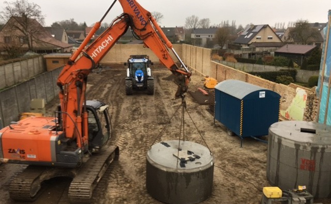 Vloerplaat en riolering voor meergezinswoning